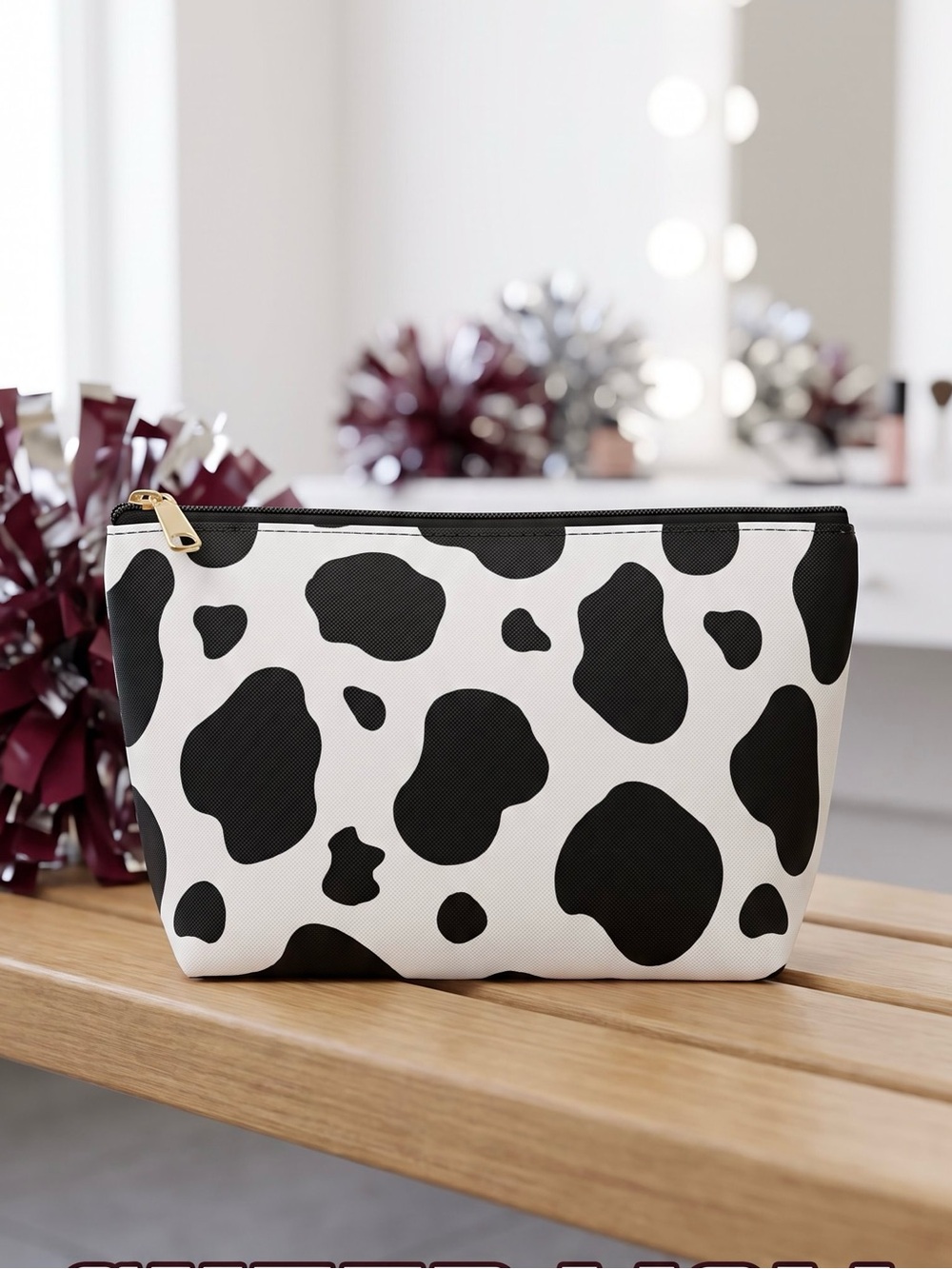 Black and White Cow Print Cosmetic Pouch